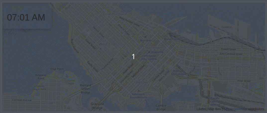 Parking tickets given over time in Vancouver during a given day